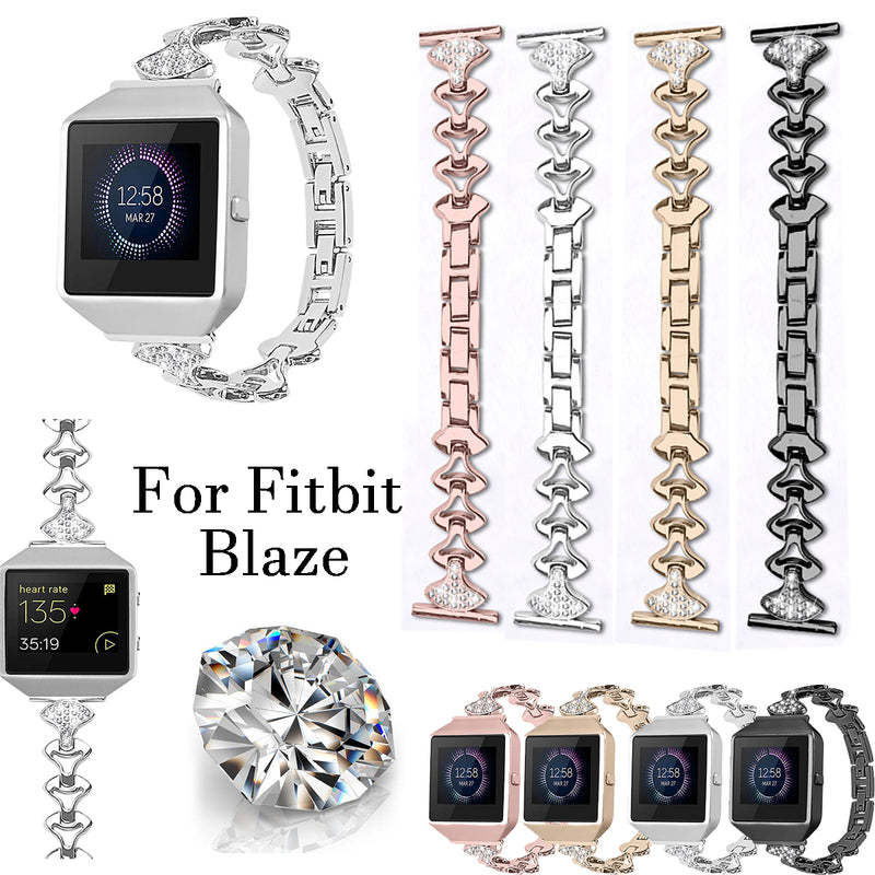 Bakeey Replacement Stainless steel Watch Band Small Fan-shaped Crystal with Watch Frame for Fitbit Blaze Smart Watch
