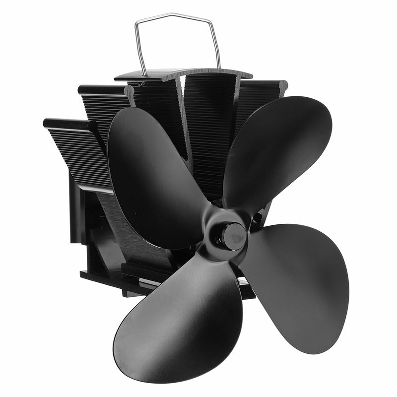 YL-604 4 Blade Heat Self-Power Wood Stove Fan Burner Efficient Fireplace Silent