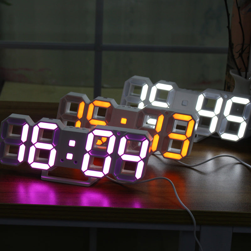 Large Modern Skeleton Wall Clock with Digital LED Display and 24/12 Hour Timer - Led 3D Gife