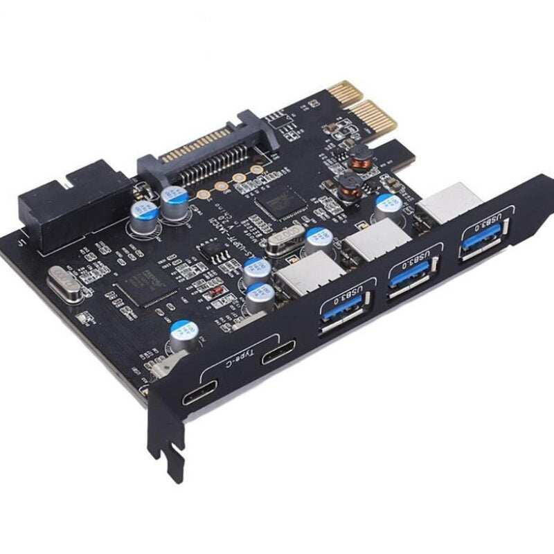 PCI Express Card to 3 PORTS USB 3.0 2 Ports USB3.1 Type-C Internal USB 3.0 20PIN 7 Ports USB Hub PCIE to Type-C Expansion Card for Desktop PC