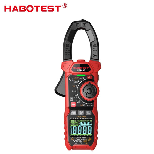 HABOTEST Digital Clamp Meter Multimeter High-Precision DC Voltage and AC Current Measurement Tool with Backlight Flashlight Auto Power-Off Versatile Applications