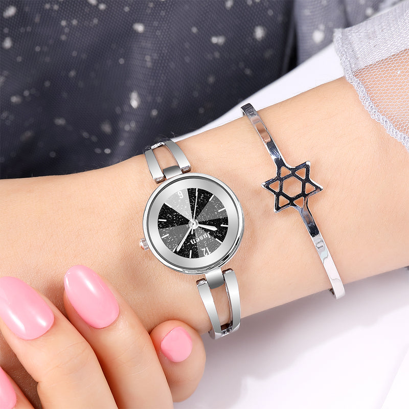 JUSEN JS6222 Hollow Metal Strap Fashion Simple Dial Ladies Dress Women Quartz Watch