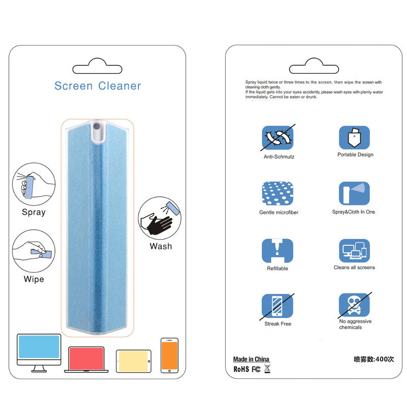 30ML Phone Disinfection Universal Portable 2 In 1 Screen Cleaner Spray With Wiping Cleaning Cloths For Mobile Phone