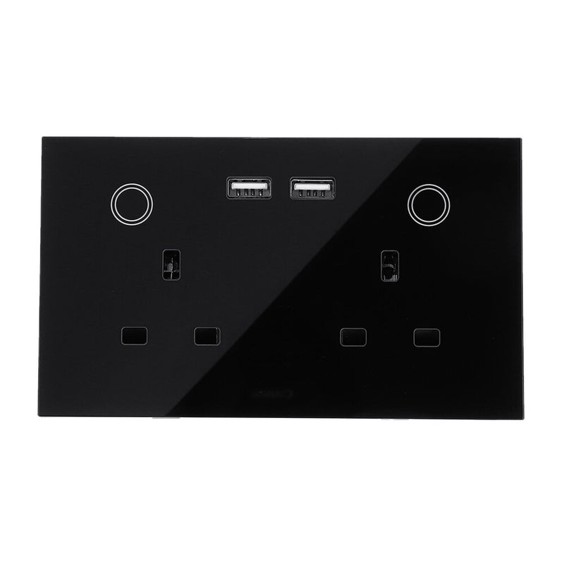 MAKEGOOD 2 Gang WIFI Smart USB Wall Socket UK Electrical Plug Outlet 15A Power Touch Switch Wireless Homekit Charge Work with Alexa Google Home