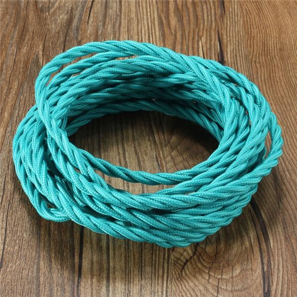 5m Vintage Colored DIY Twist Braided Fabric Flex Cable Wire Cord Electric Light Lamp