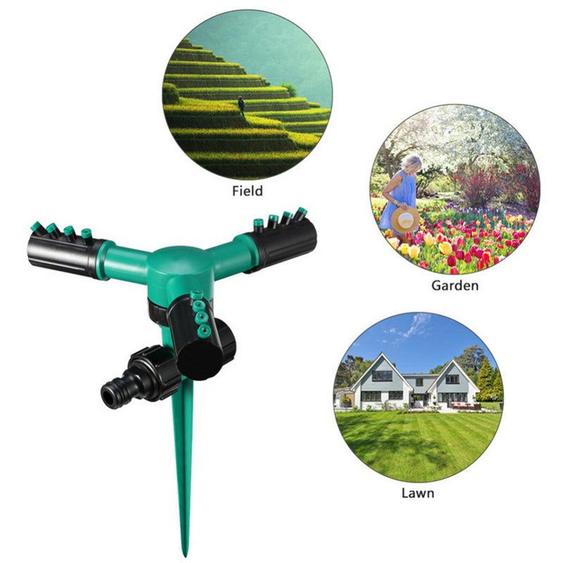3 Arm Water Sprinkler 360 Rotating Adjustable Lawn Garden Watering