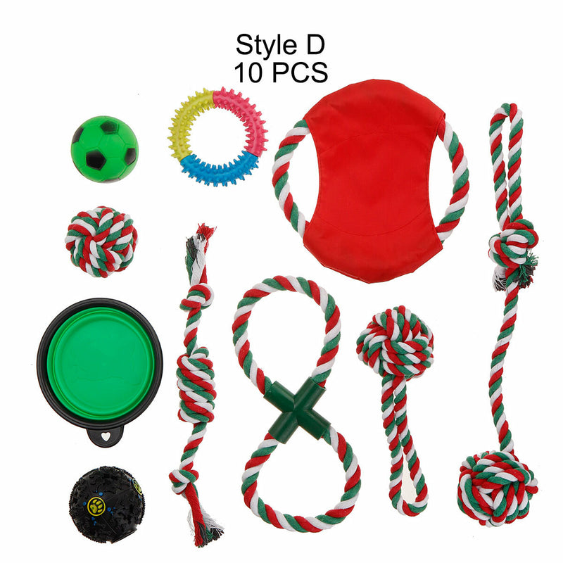 Assorted Dog Puppy Pet Toys Ropes Chew Balls Training Play Bundle Teething Aid