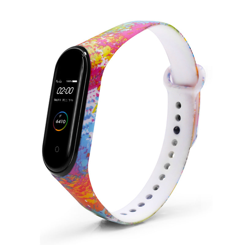 Colorful Pattern Watch Band Watch Strap Silicone Strap for Xiaomi Miband 4 Miband 3 Non-original