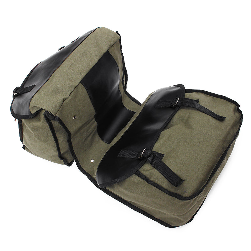Motorcycle Saddlebags Canvas Side Back Pack Bike Multi-Purpose Luggage Bag Army Green