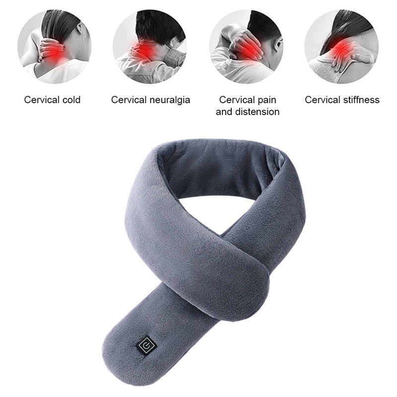 TENGOO Electric Heating Scarf 3 Gears Heating 4 Modes Massage Ajustable Winter Warm USB Rechargeable Neckerchief Plush Collar