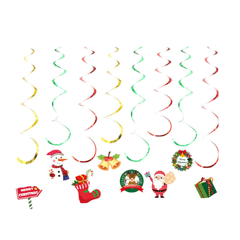 New Year Christmas Balloons Christmas Flags Christmas Letter Banner Santa Claus Spiral Photograph Props