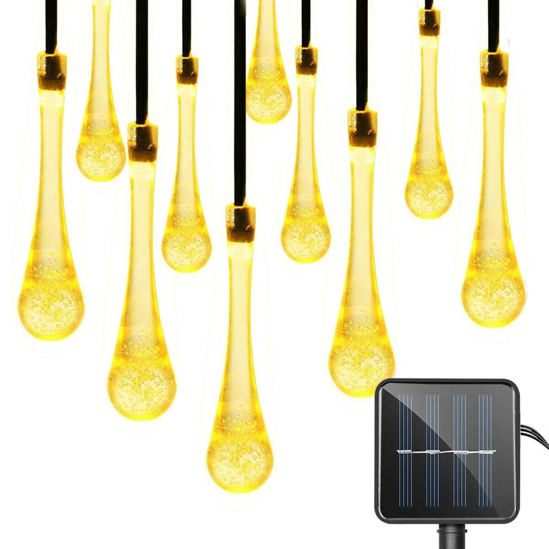 20M 200 LED Solar Water Drop Fairy String Light Garden Party Xmas Decor
