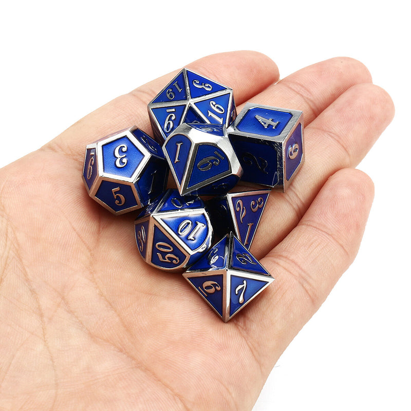 7pcs Zinc Alloy Multisided Dices Set Enamel Embossed Heavy Metal Polyhedral Dice With Bag