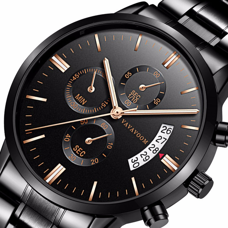 VAVA VOOM Fashion Casual Date Display Waterproof Stainless Steel Strap Men Quartz Watch
