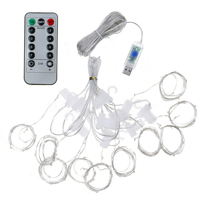 300LED USB Remote Curtain Lights Decor Fairy Lamp Window Colorful New Year