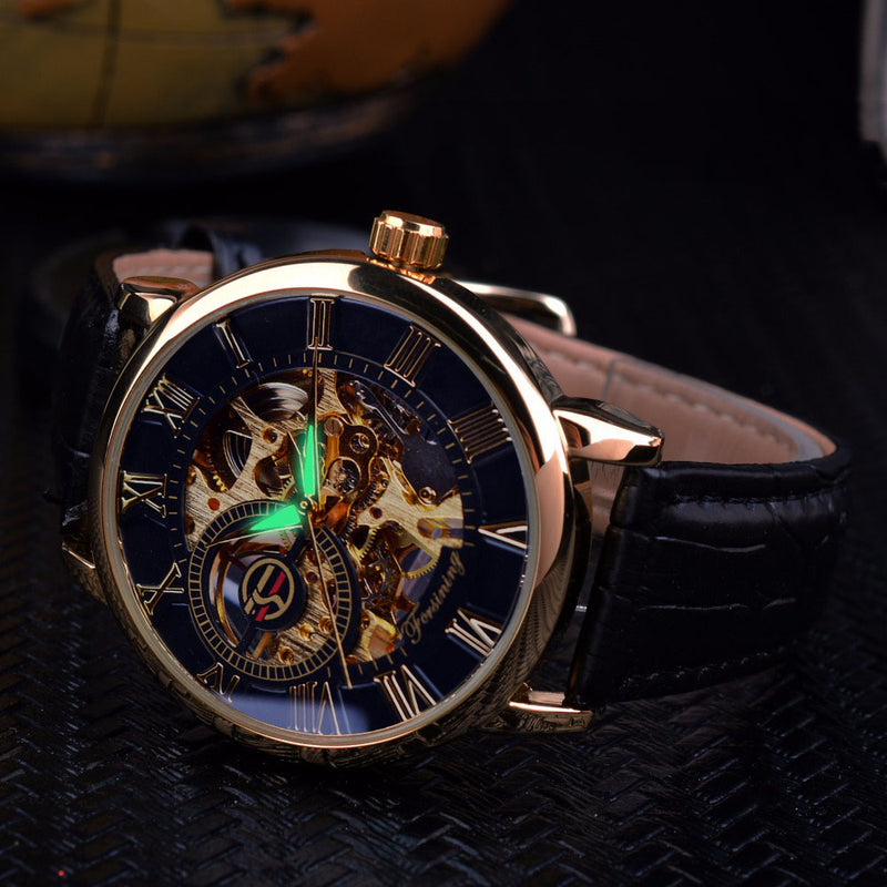 Forsining GMT838 3D Hollow Engraving Design Luminous Display Fashion Men Automatic Mechanical Watch