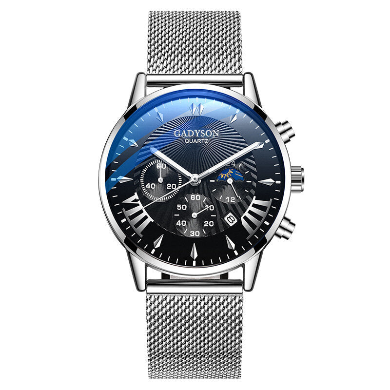 GADYSON A0102 Fashion Men Watch Luminous Date Display Metal Mesh Belt Business Quartz Watch