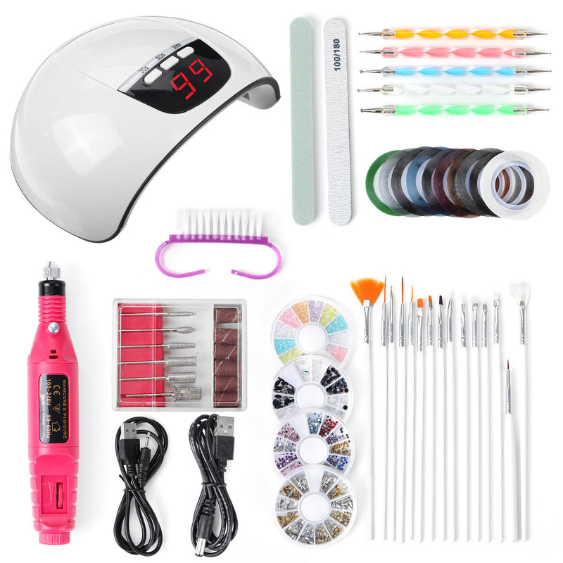 55W 15LED UV Lamp USB UV LED Nail Lamp Set 20000RPM Nail Grinder Drill Grinding Polishing Machine Manicure File Tools