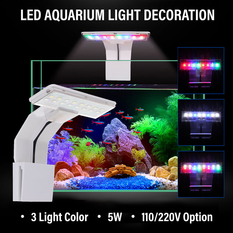 5W LED Aquarium Light Tank Aquatic Plant Grow Lamp Decoration 110V/220V Fish