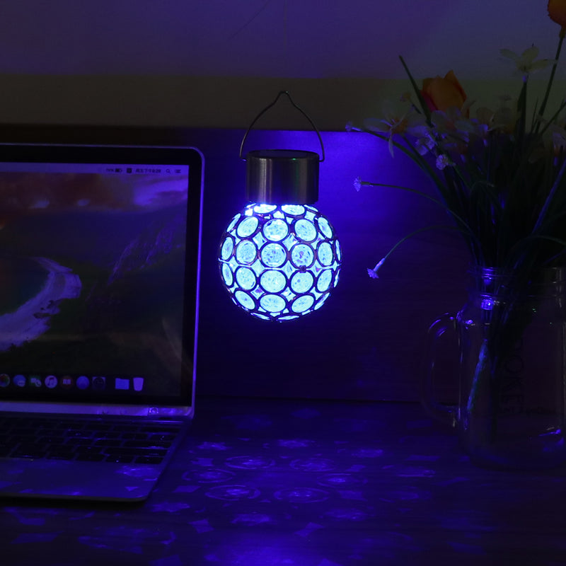 Solar Powered Hanging Crystal Ball Night Light Color Changing Waterproof Lamp Garden Lighting Decor