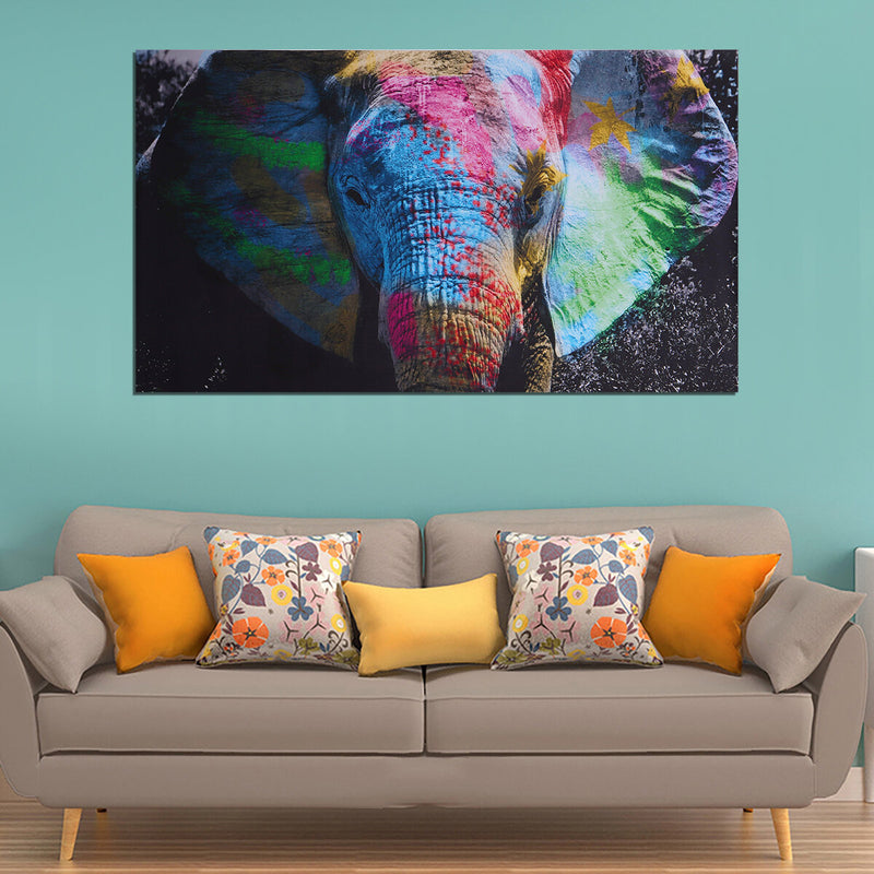 Colorful Elephant Canvas Decorative Painting Wall Hanging Picture Painting Calligraphy Home Living Room Office Decor