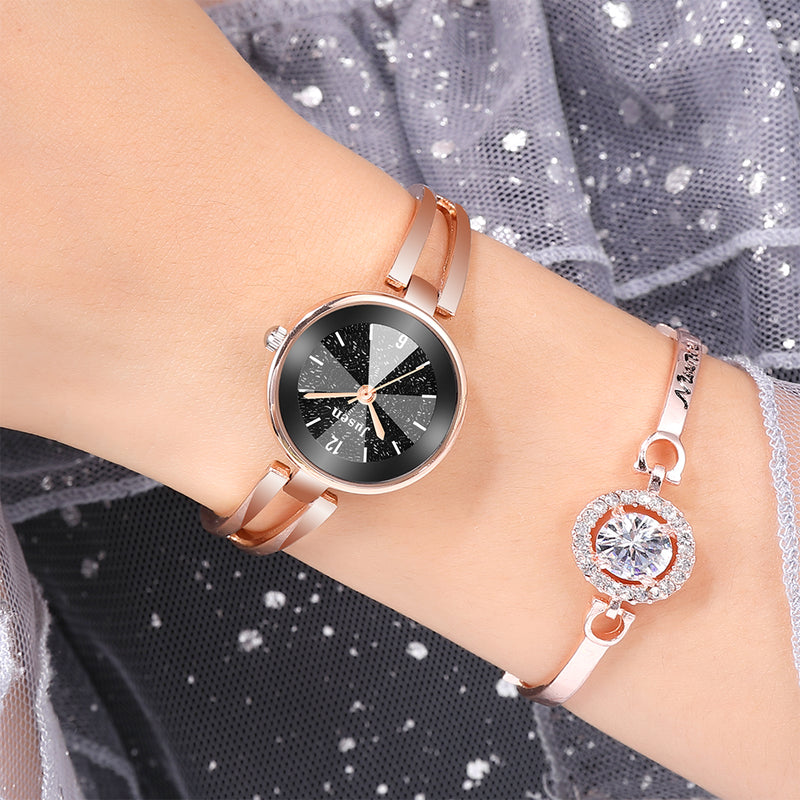 JUSEN JS6222 Hollow Metal Strap Fashion Simple Dial Ladies Dress Women Quartz Watch