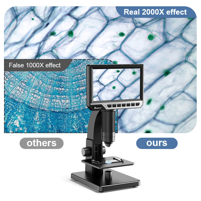 MUSTOOL MT315 2000X Dual Lens Digital Microscope 7-inch HD IPS Large Screen Multiple Lens for Circuit/Cells Observation Up&Down Light Source Support Computer Viewing