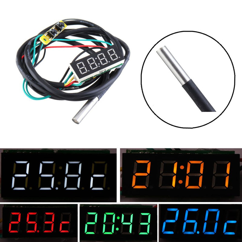 0.36 Inch 3-in-1 Time + Temperature + Voltage Display DC7-30V Voltmeter Electronic Watch Clock Digital Tube