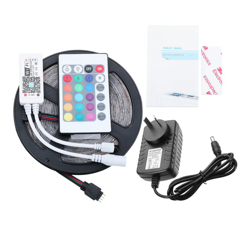 DC12V 5M SMD2835 24W Waterproof Alexa Smart Home WIFI Controller APP Control RGB LED Strip Light Christmas Decorations Clearance Christmas Lights