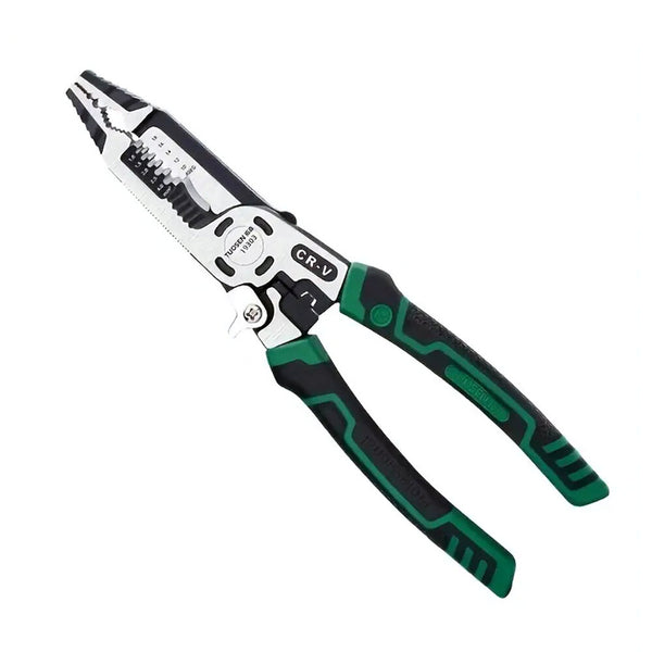 1PCS Multi-Purpose Vanadium Steel Electrician Pliers Multifunctional Wire Stripping Cutting Pulling Tool Non-Slip Rubber Grip Professional Use