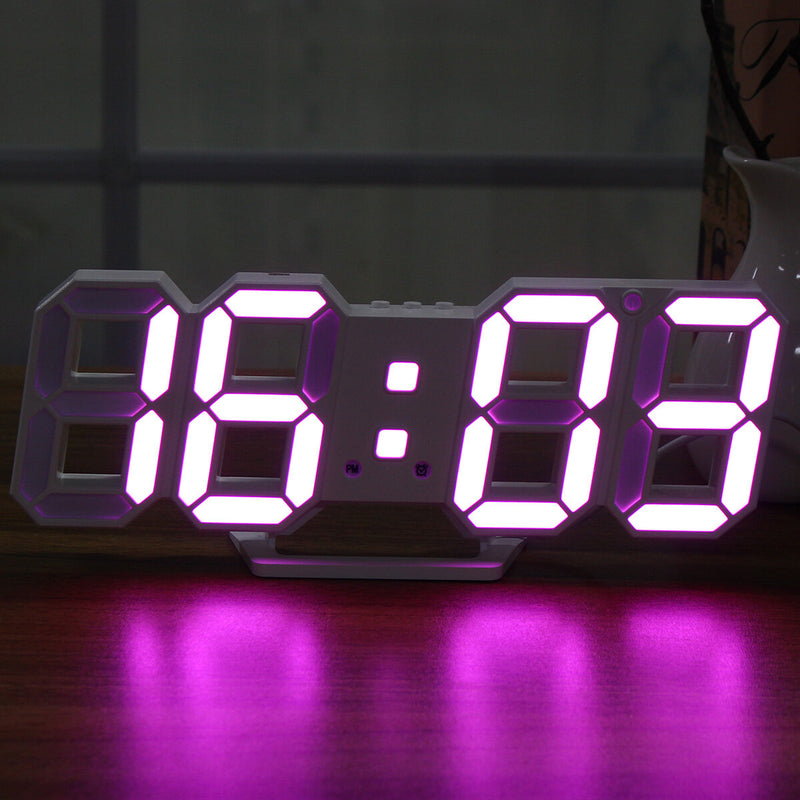 Large Modern Skeleton Wall Clock with Digital LED Display and 24/12 Hour Timer - Led 3D Gife