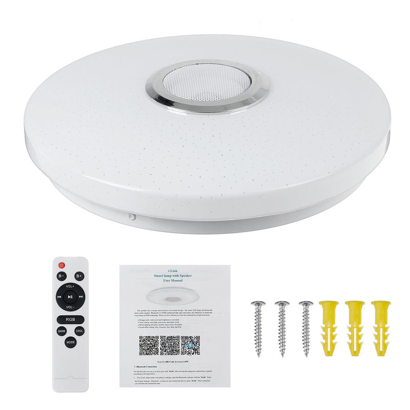 RGBW LED Ceiling Light Music Speaker Lamp Bluetooth APP + Remote Control Bedroom Smart Ceiling Lamp