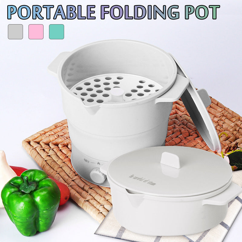 220-240V Folding Electric Cooking Pot Multifunction home Mini Cooker Machine Non-stick/Stainless Steel Inner Food Grade Silicone
