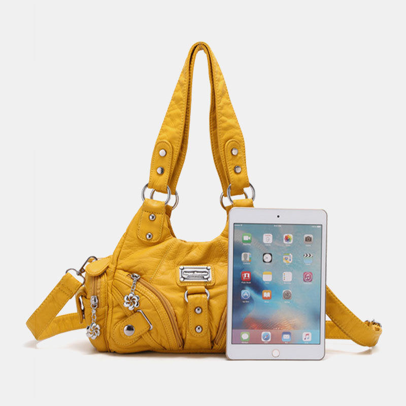 Angel Kiss Women PU Leather Vintage Multi-pocket Convertible Anti-theft Crossbody Bag Shoulder Bag Handbag