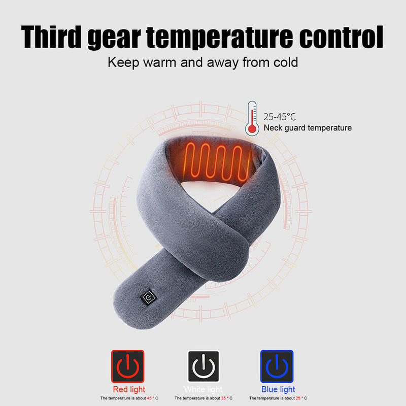 TENGOO Electric Heating Scarf 3 Gears Heating 4 Modes Massage Ajustable Winter Warm USB Rechargeable Neckerchief Plush Collar
