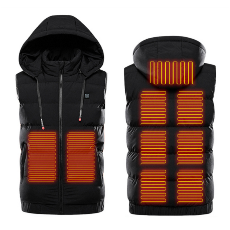 9 Zone Electric Heated Vest Hooded USB Heating Winter Warmer Jacket Coats Clothing Intelligent Constant Temperature M-7XL