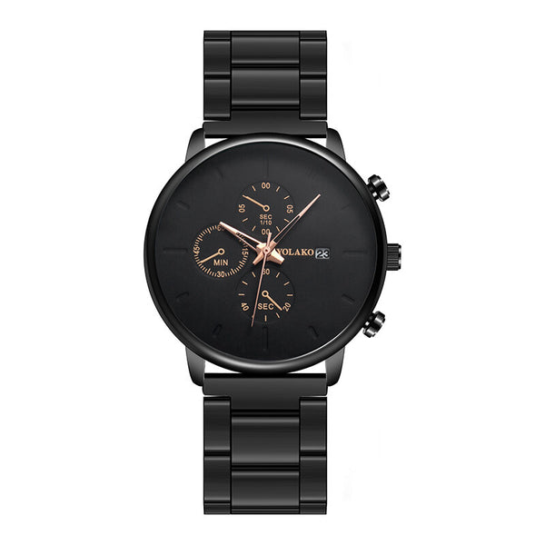 Deffrun A0546 Casual Style Men Wrist Watch Full Steel Calendar Quartz Watch