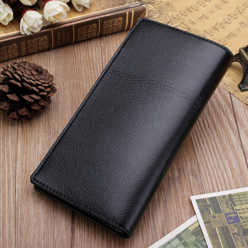 Men's Slim Leather Long Wallet Bifold Clutch Credit Card Holder Coin Purse Bag