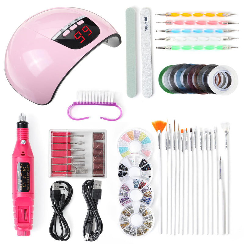55W 15LED UV Lamp USB UV LED Nail Lamp Set 20000RPM Nail Grinder Drill Grinding Polishing Machine Manicure File Tools