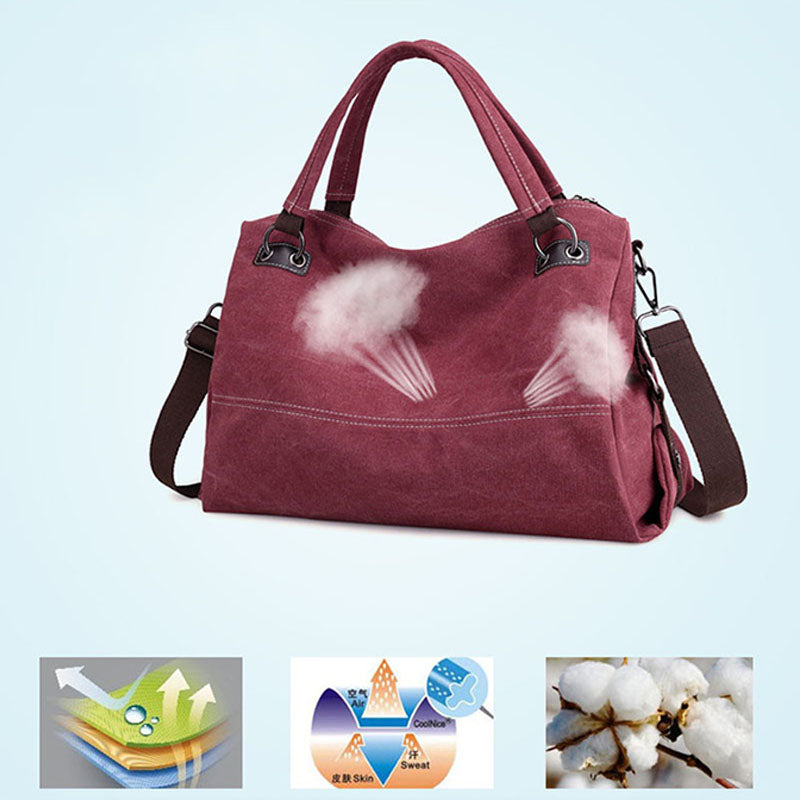 Women Casual Canvas Handbag Multi-carry Crossbody Bag