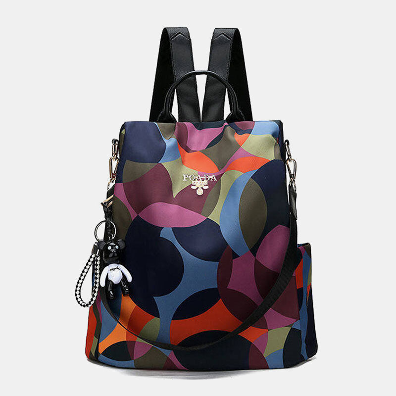 Women Printed Nylon Anti-theft Backpack Shoulder Bag