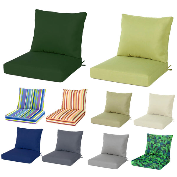 Deep Seat Cushion Set With Ties Outdoor Garden Patio High Rebound Foam Patio