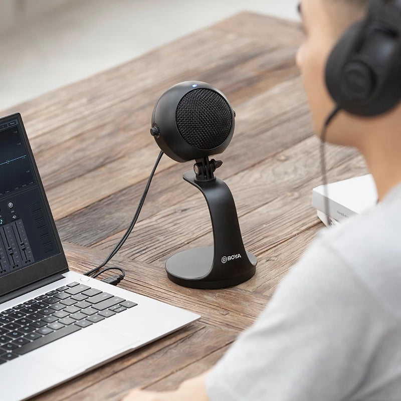 BOYA BY-PM300 Professional Desktop USB Microphone with Gain Control Type-C/3.5mm Output for PC Computer for Recording Live Streaming Gaming