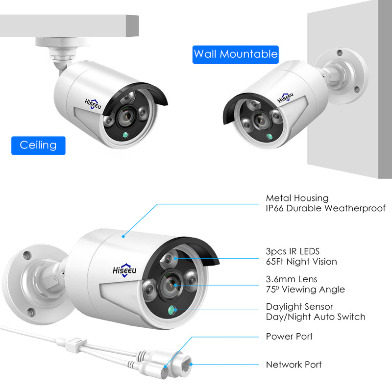 Hiseeu HB615 H.265 5MP Security IP Camera POE ONVIF Outdoor Waterproof IP66 CCTV P2P Video Camera