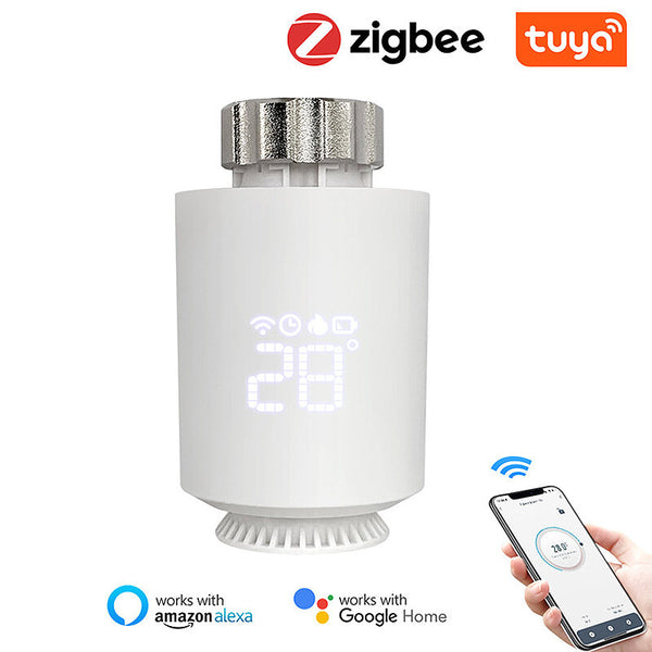 TRV06 Tuya Smart Zigbee3.0 Thermostat Radiator Valve Actuator Smart TRV Programmable Temperature Controller Voice Control with Alexa Google Home