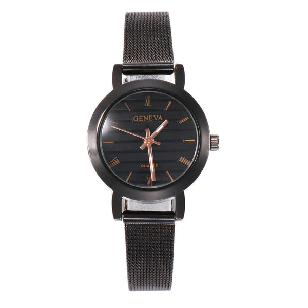 DEFFRUN 377 Simple Roman Scale Mesh Steel Strap Fashion Women Watch Quartz Watch