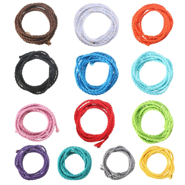 3m Vintage Colored DIY Twist Braided Fabric Flex Cable Wire Cord Electric Light Lamp