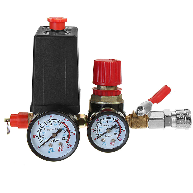 Air Compressor Pressure Switch Control Valve Regulator Gauges W/ Quick Connector