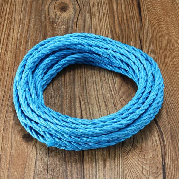 10m Vintage Colored DIY Twist Braided Fabric Flex Cable Wire Cord Electric Light Lamp