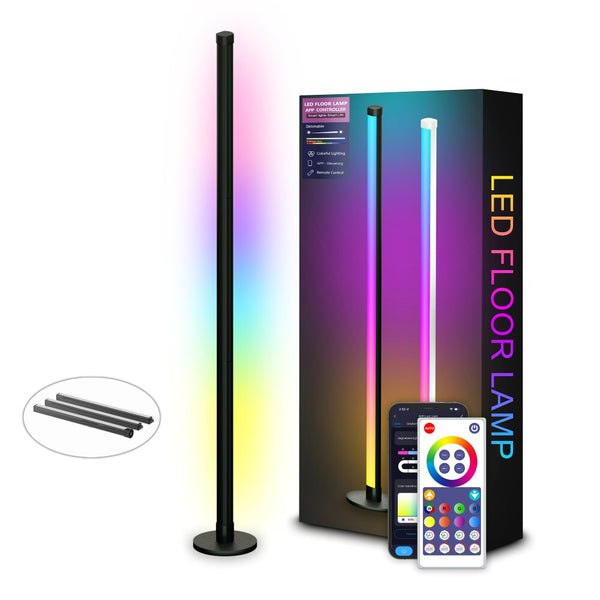 CROSIKO Smart LED Corner Floor Lamp Works With Tuya APP RGB Color Changing Mood Light Dimmable/Music Sync with APP Alexa Google & Remote Control for Living Room, Bedroom